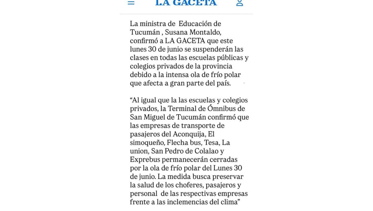 Es falso que la provincia decidió adelantar las vacaciones de invierno debido a la ola de frío