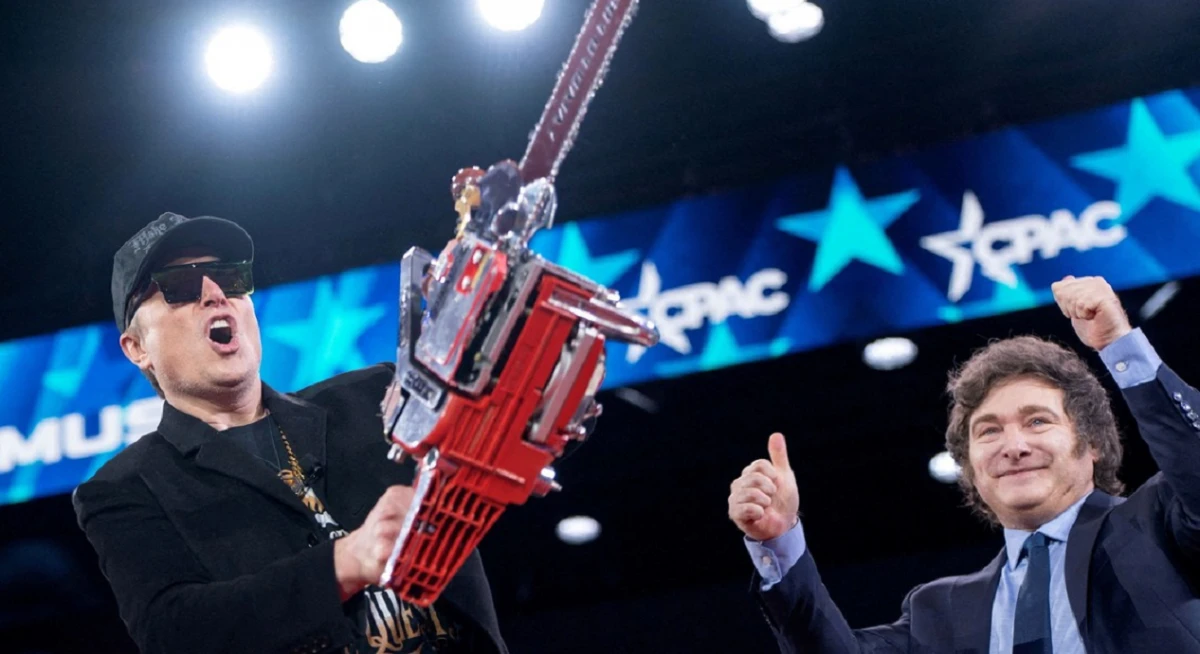 Elon Musk con Javier Milei durante la Conferencia de Acción Política Conservadora (CPAC) en Estados Unidos. 