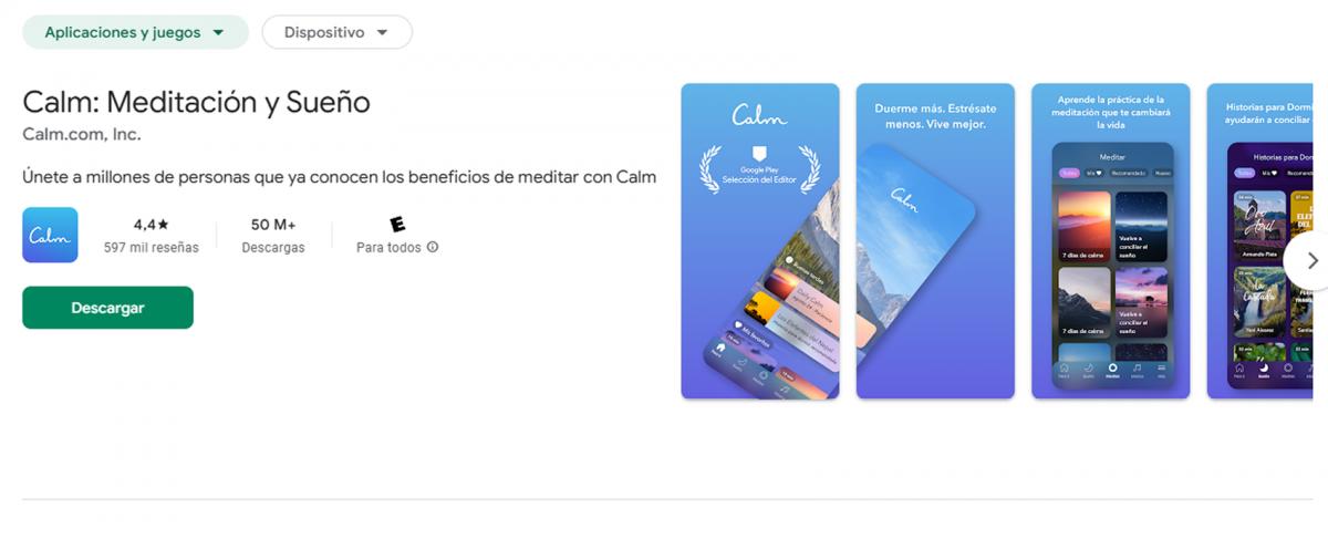 CALM. Ideal para relajarse, esta app combina música suave, sonidos de la naturaleza, cuentos para dormir y meditaciones guiadas. / CAPTURA DE PANTALLA
