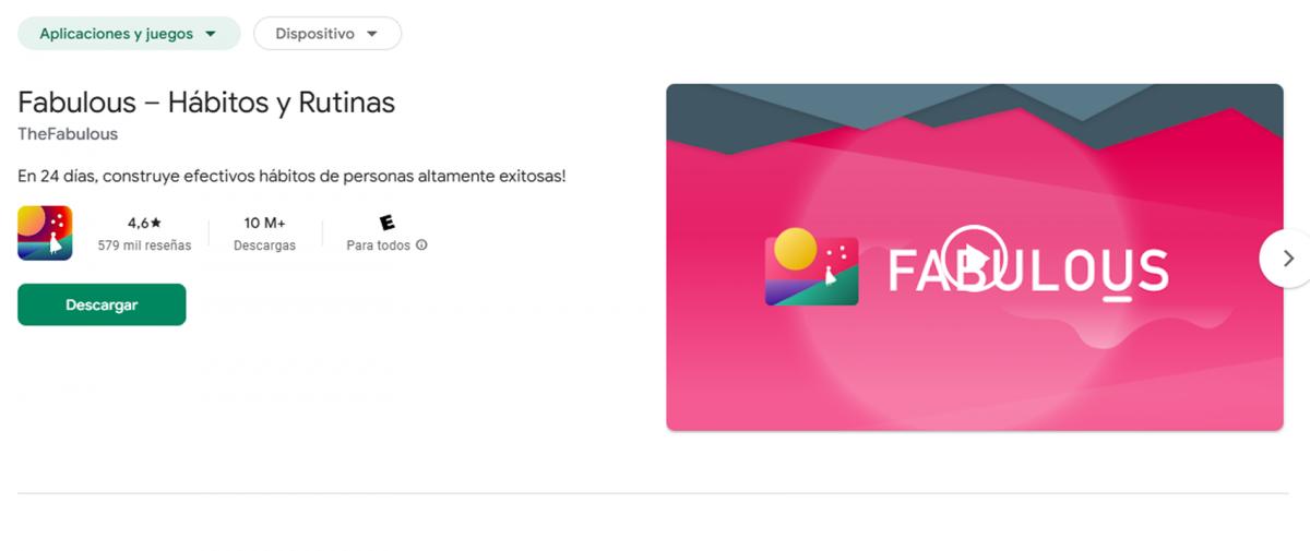 FABULOUS. Ayuda a construir rutinas saludables a través de recordatorios, desafíos y consejos diarios. / CAPTURA DE PANTALLA