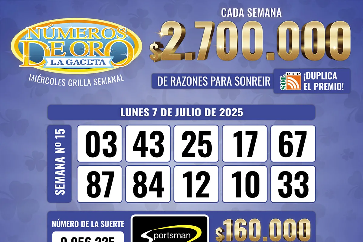 Los Números de Oro de LA GACETA del 7 de julio de 2025