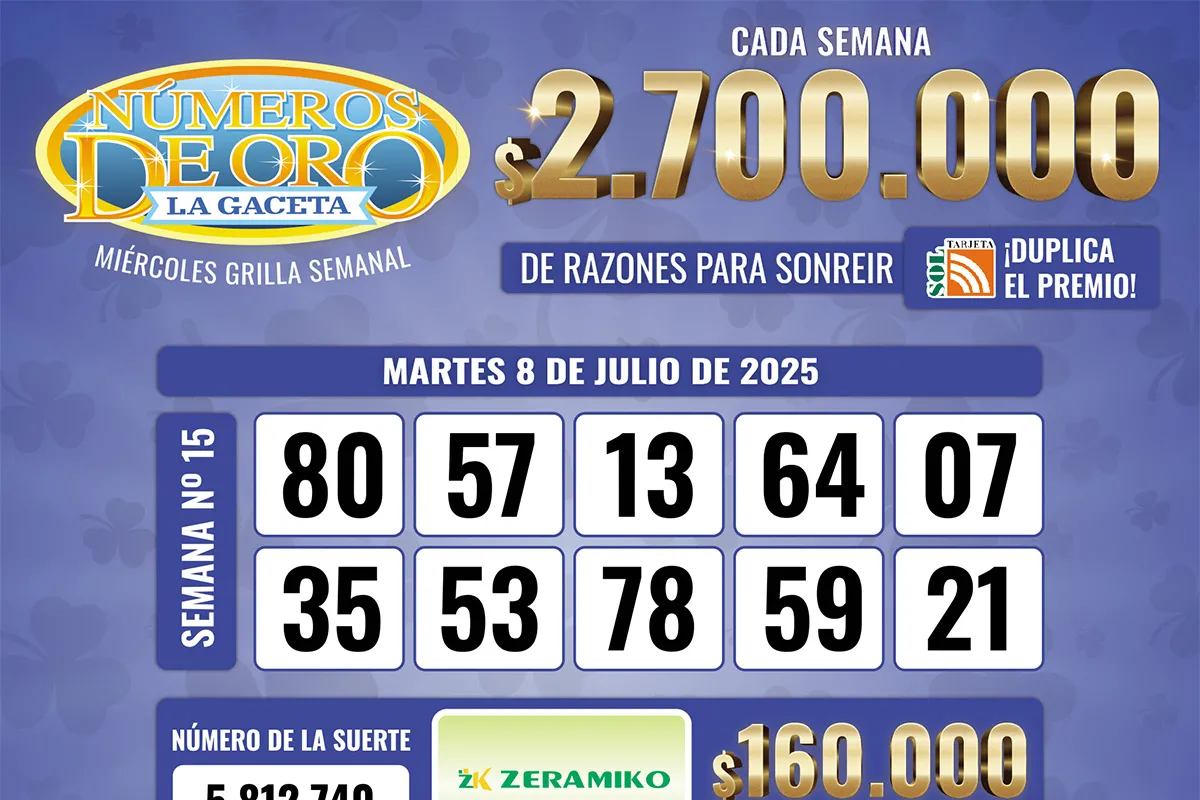 Los Números de Oro de LA GACETA del 8 de julio de 2025