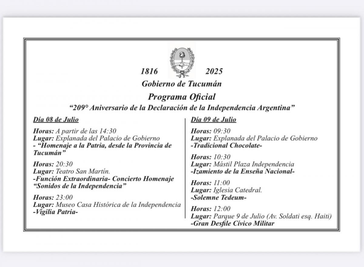 Pese a la ausencia de Milei, el Gobierno mantiene la agenda de actos por el aniversario del 9 de Julio