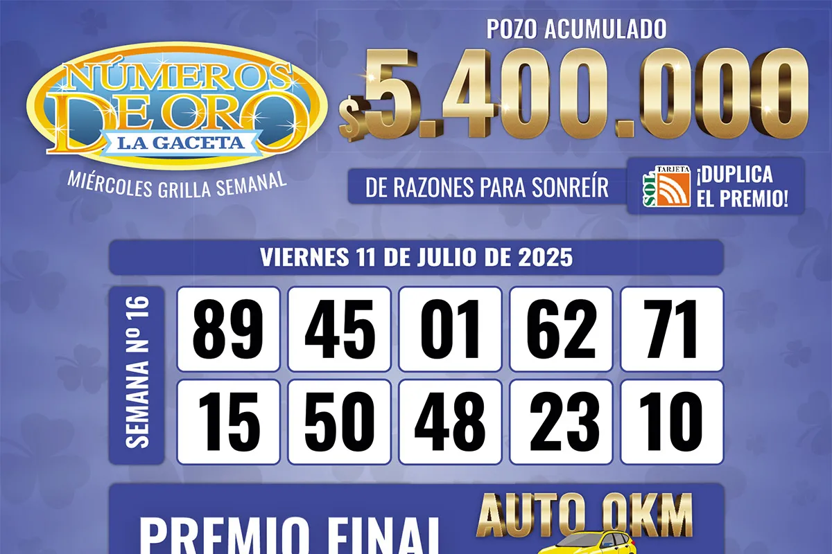 Los Números de Oro de LA GACETA del 11 de julio de 2025