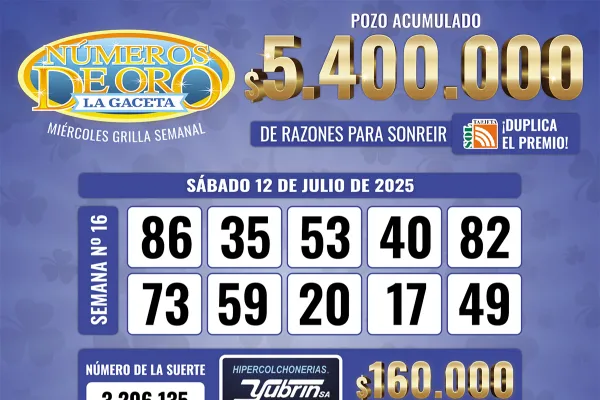 Los Números de Oro de LA GACETA del 12 de julio de 2025