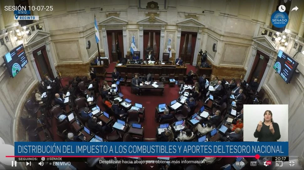 AUSENCIA. El bloque de La Libertad Avanza se fue del recinto y estuvo ausente cuando se voto el proyecto. La oposición logró reunir 52 votos.