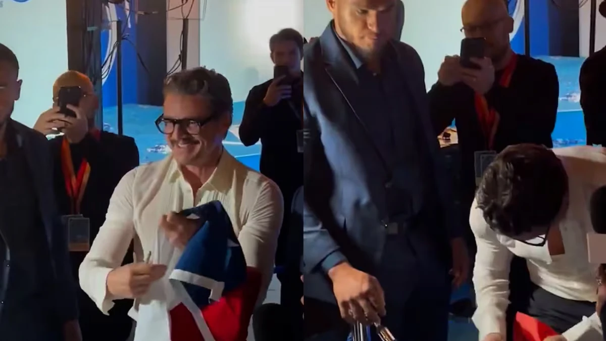 Pedro Pascal firmó banderas de Chile en un cine de Alemania
