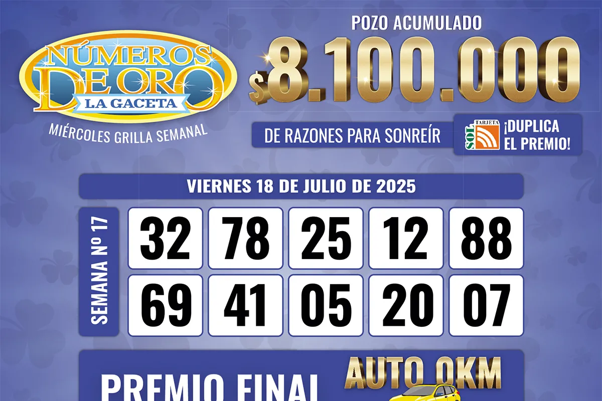 Los Números de Oro de LA GACETA del 18 de julio de 2025