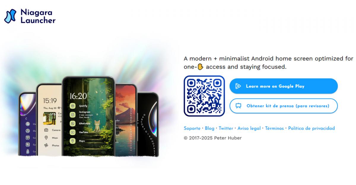NIAGARA LAUNCHER. Esta aplicación ayuda a tener una pantalla de inicio limpia, moderna y fresca para Android. / NIAGARA LAUNCHER