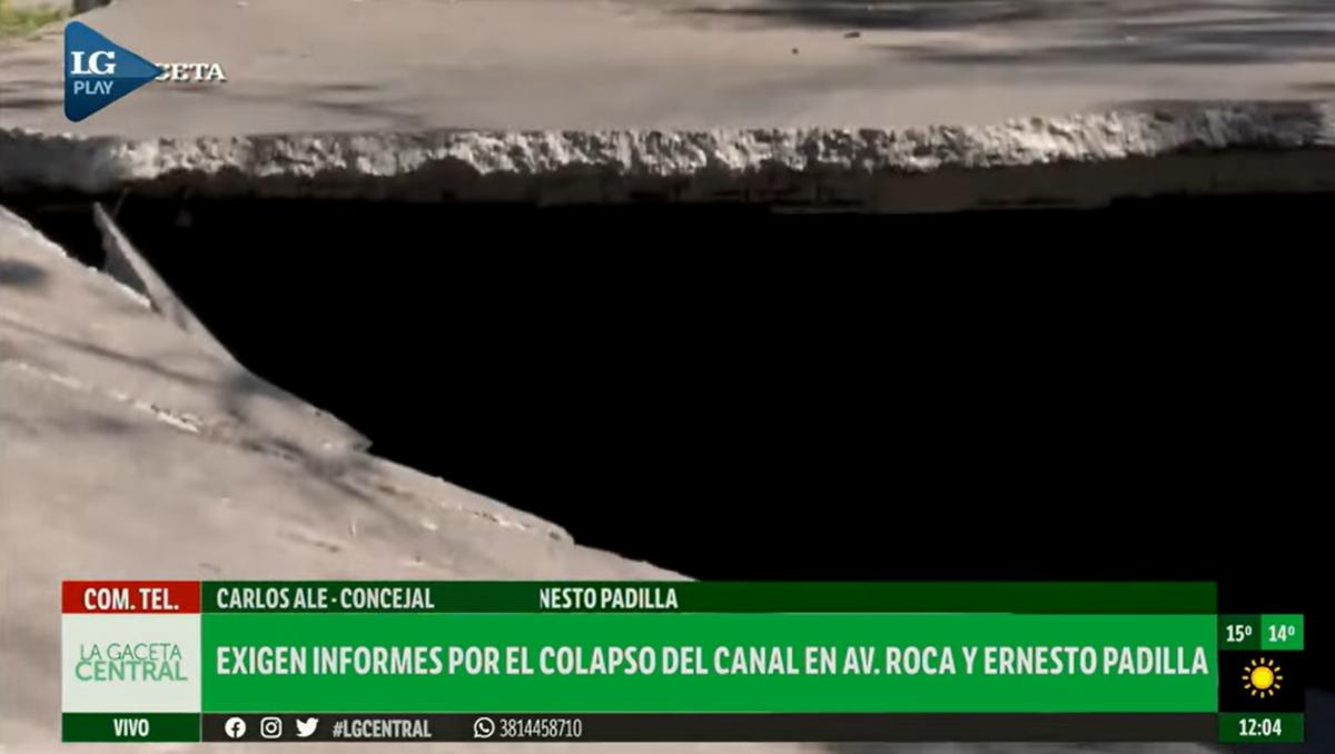 Piden la intervención urgente de la Municipalidad por la losa colapsada en avenida Roca