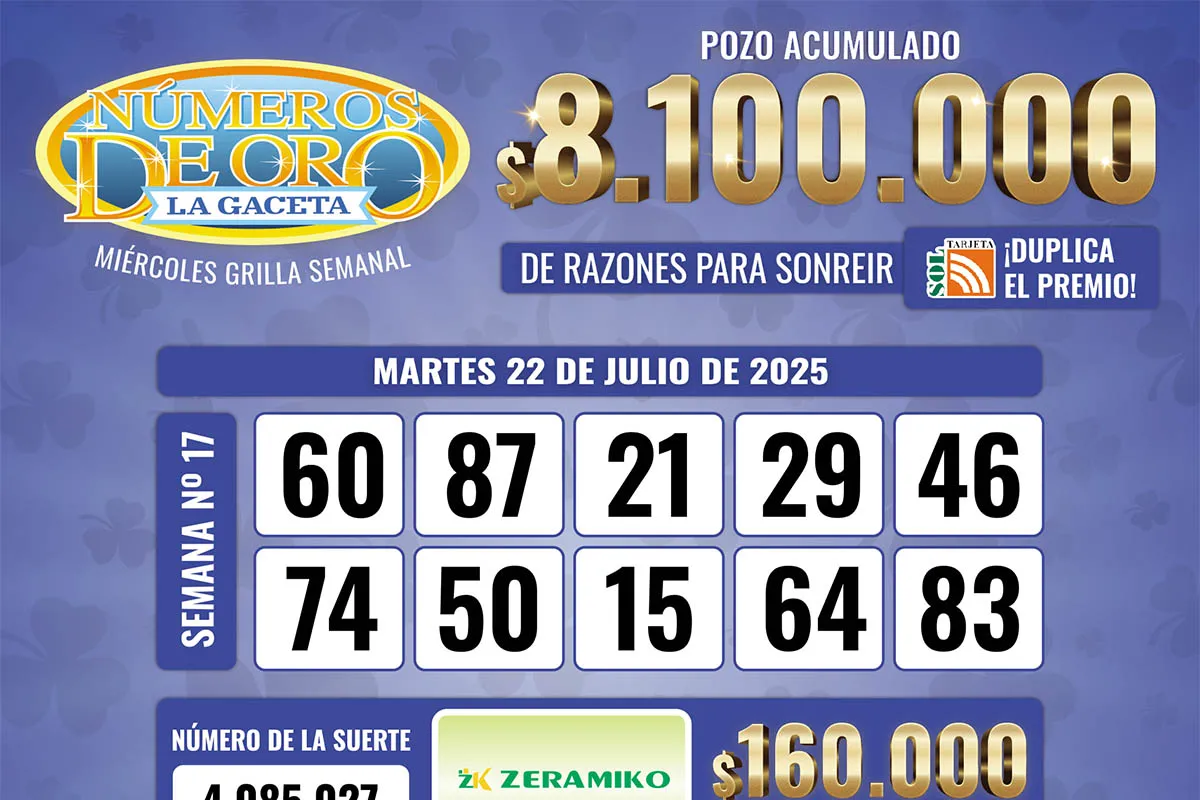 Los Números de Oro de LA GACETA del 22 de julio de 2025