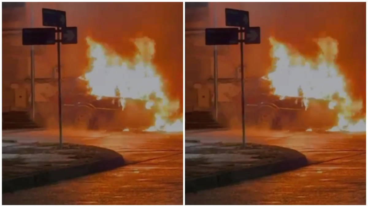 Video: se incendió una camioneta en la intersección de San Luis y Rondeau