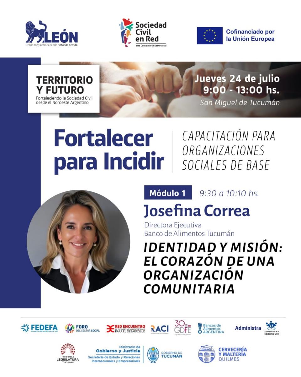 Fundación León invita a una jornada para fortalecer a las organizaciones sociales del NOA