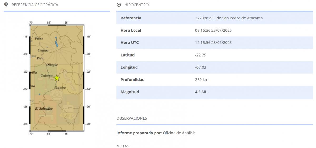 Un temblor de 4,5 grados afectó a la región de Antofagasta esta mañana: ¿dónde fue el epicentro?