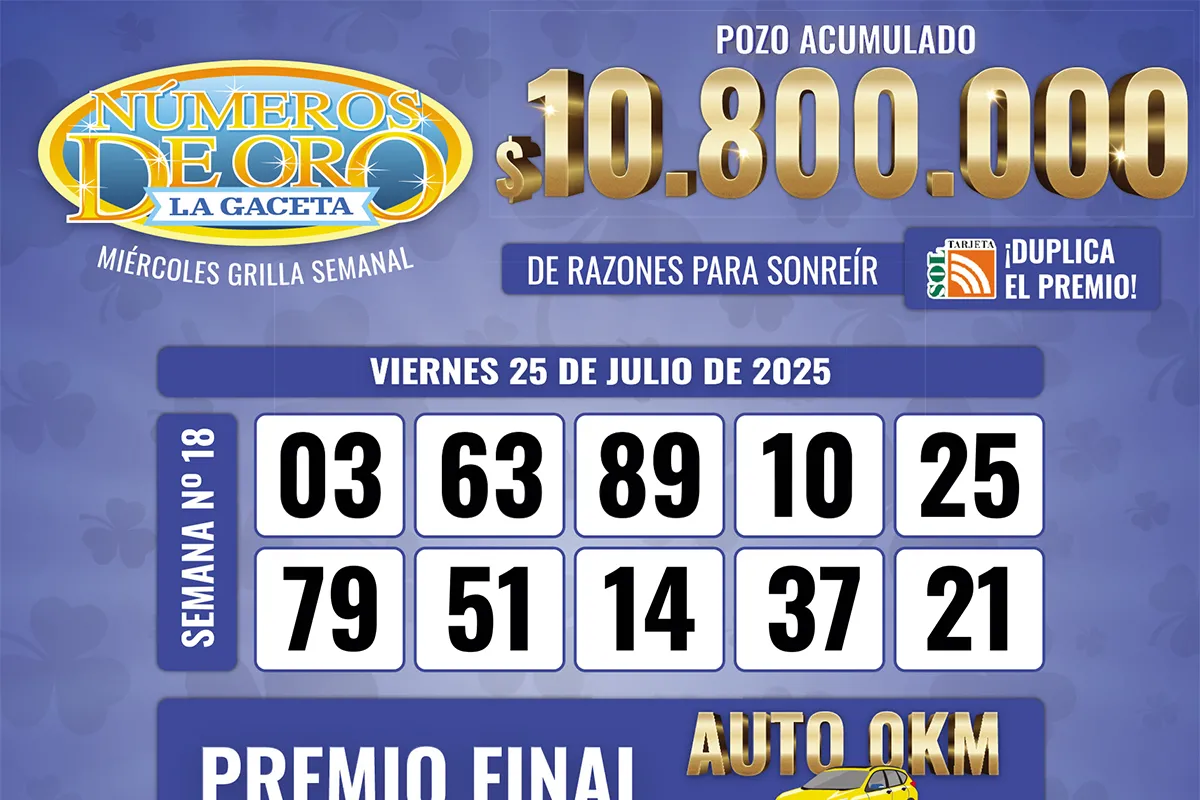 Los Números de Oro de LA GACETA del 25 de julio de 2025