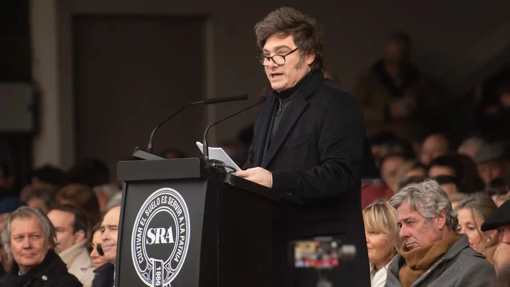 Javier Milei, en la Sociedad Rural Argentina. 