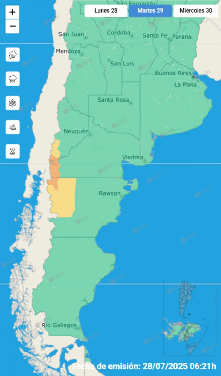 Alerta meteorológica amarilla y naranja para los primeros días de la semana