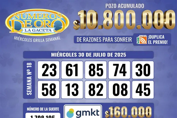 Los Números de Oro de LA GACETA del 30 de julio de 2025