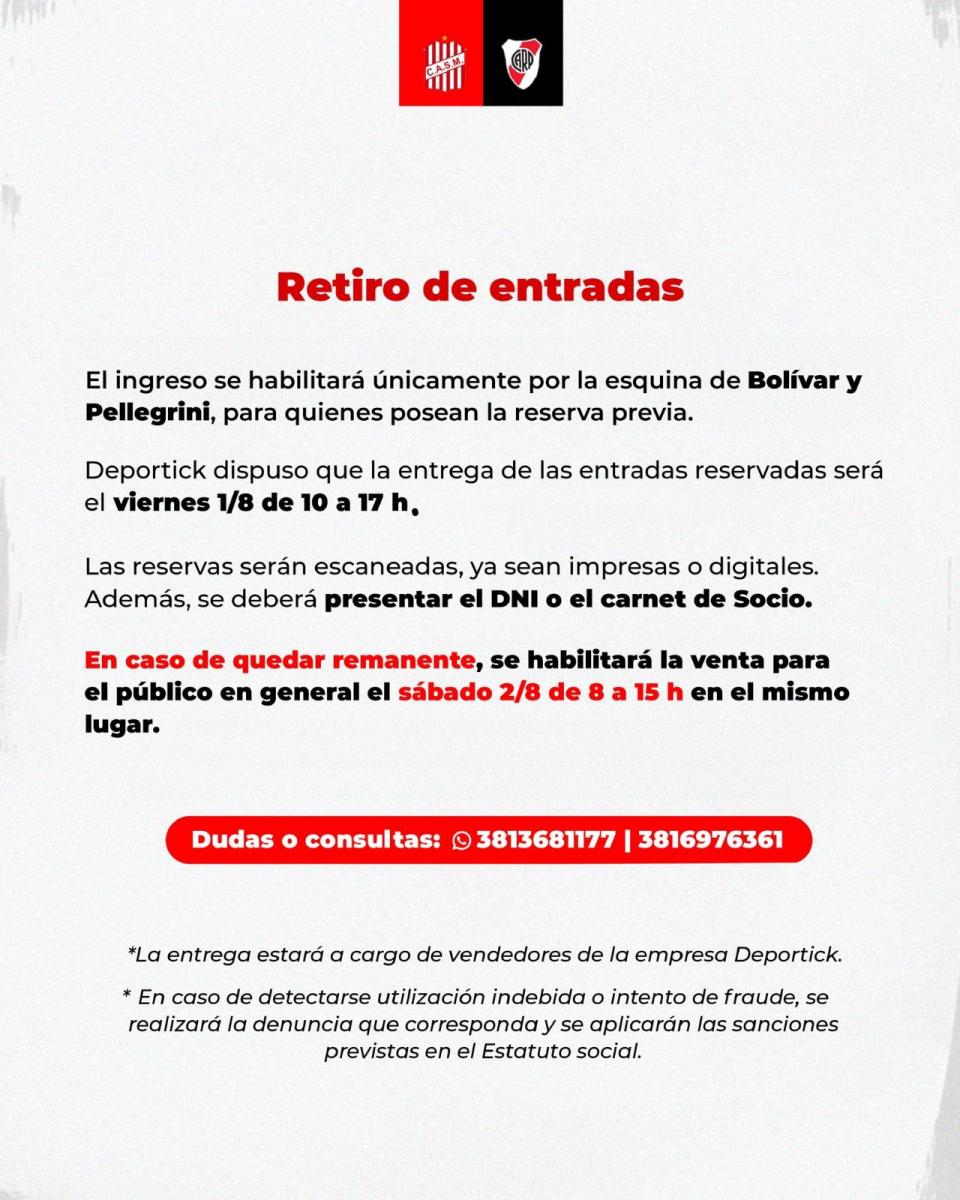San Martín publicó el protocolo para la venta de entradas: cómo y cuándo reservar un lugar para ver al “Santo” contra River