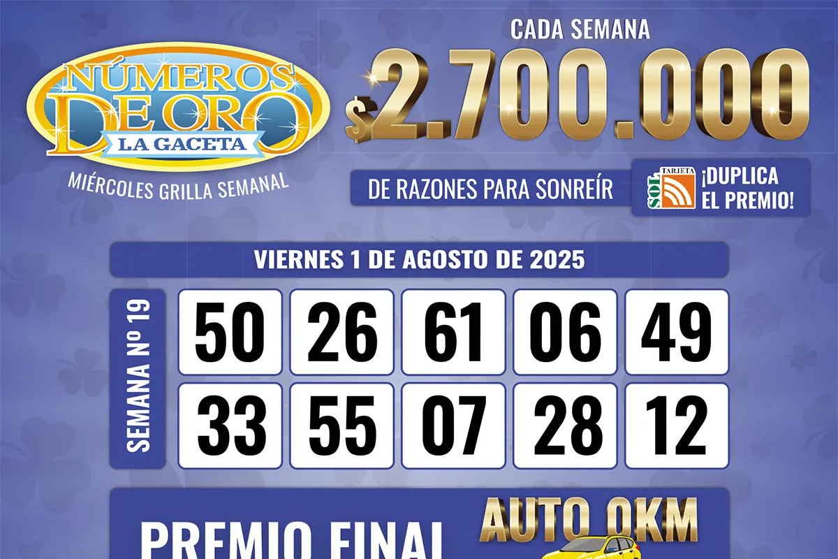Los Números de Oro de LA GACETA del 1 de agosto de 2025