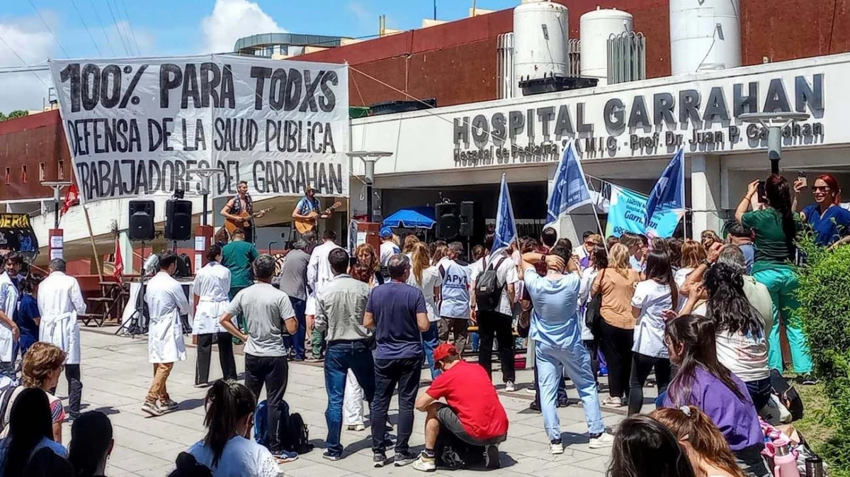 Protestas de trabajadores públicos en el Hospital Garrahan