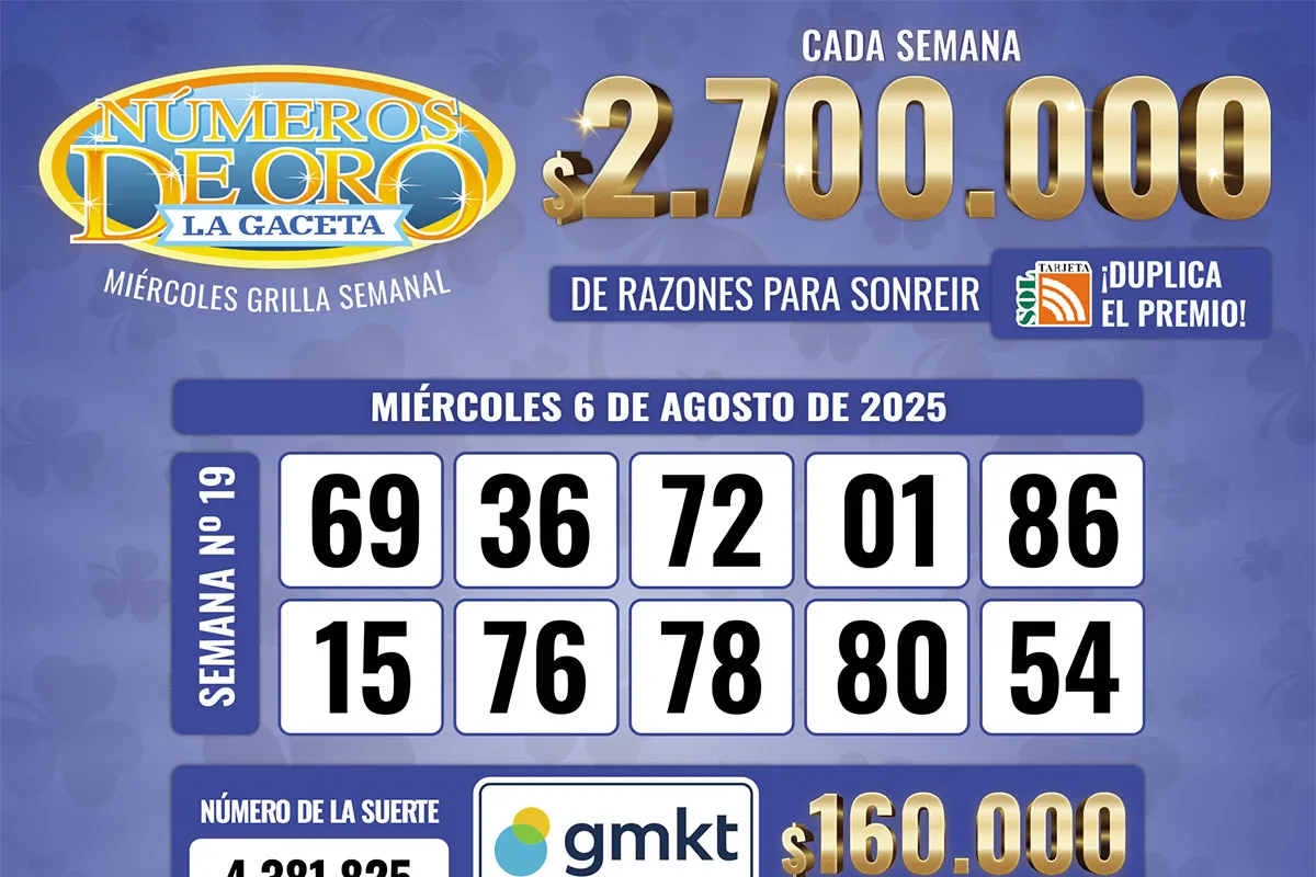 Los Números de Oro de LA GACETA del 6 de agosto de 2025