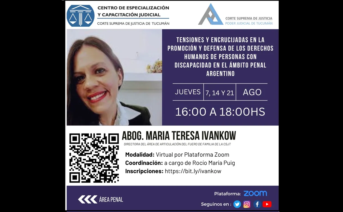 Curso virtual: Derechos humanos y discapacidad en el ámbito penal argentino