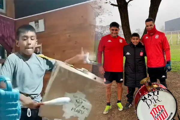 Tocaba con una caja de cartón, le regalaron un bombo y en la práctica emocionó al plantel de San Martín