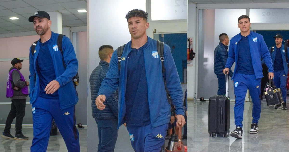Los jugadores de Atlético Tucumán, al llegar al estadio