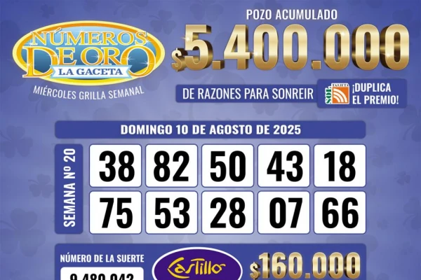 Los Números de Oro de LA GACETA del domingo 10 de agosto
