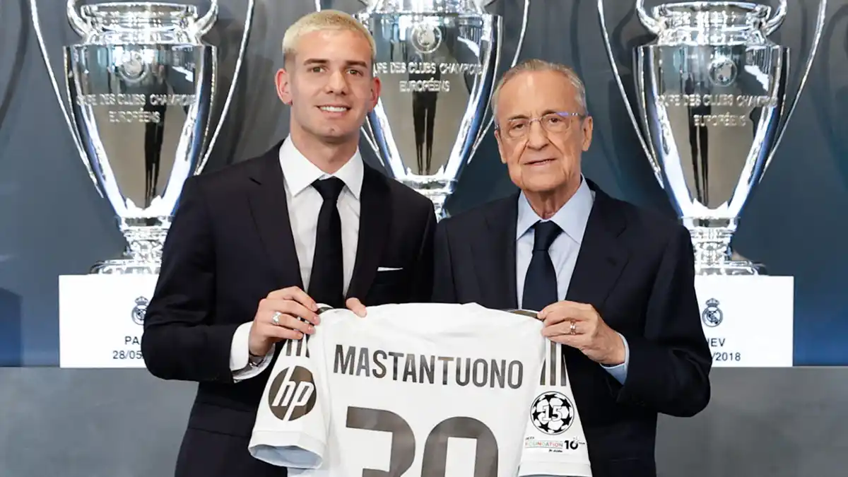 PRESENTACIÓN OFICIAL. Franco Mastantuono ya es jugador del Real Madrid.