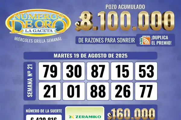 Los Números de Oro de LA GACETA del 19 de agosto de 2025