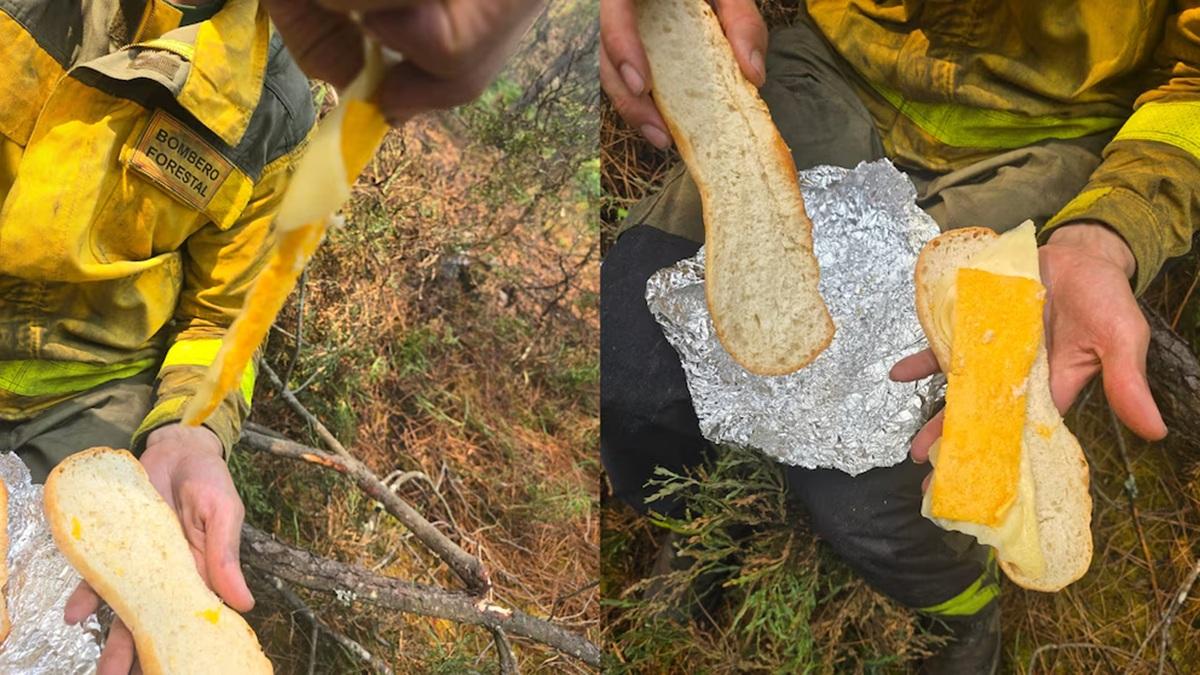 España: Indignación por el paupérrimo bocadillo que reciben los bomberos forestales en plena ola de incendios