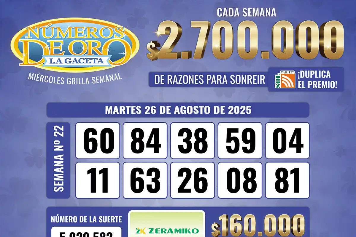 Los Números de Oro de LA GACETA del 26 de agosto de 2025