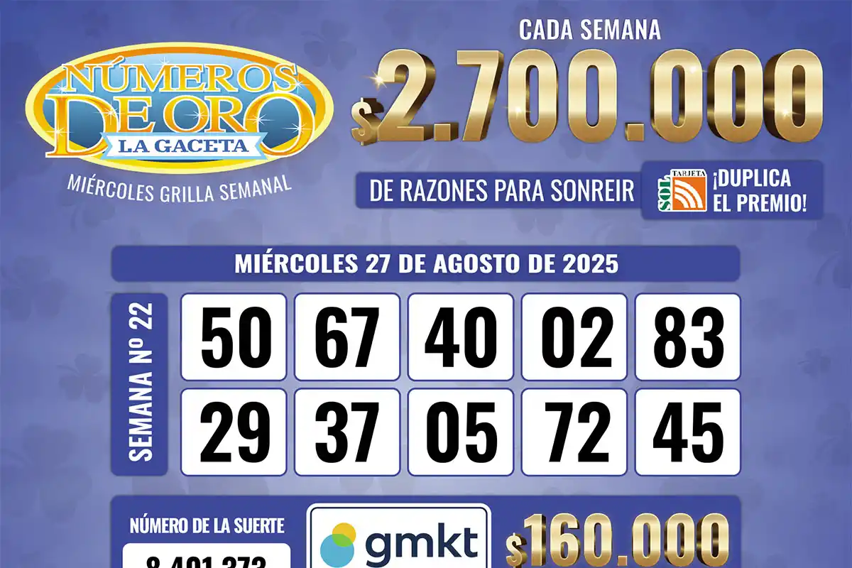 Los Números de Oro de LA GACETA del 27 de agosto de 2025
