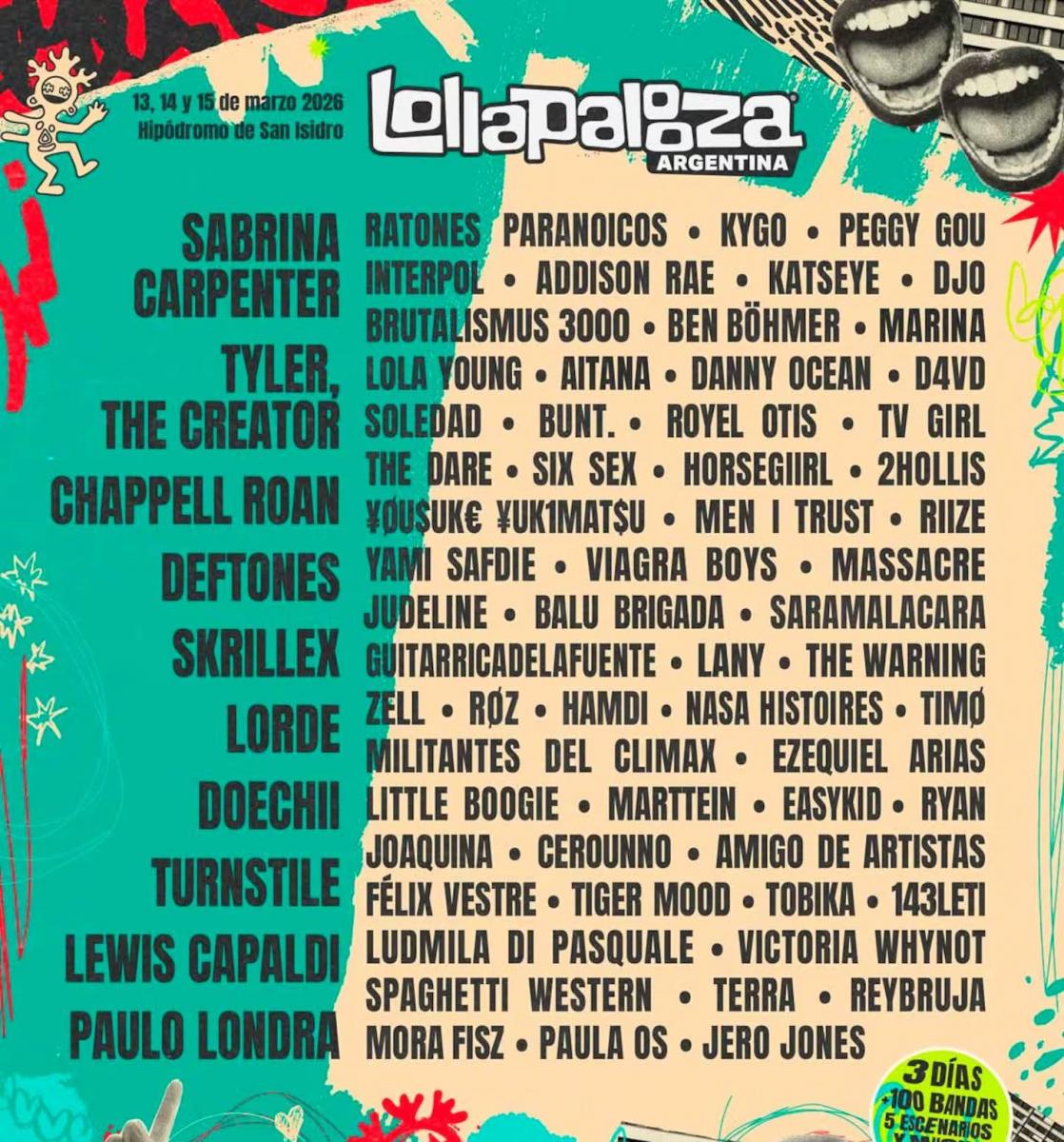 ¡Se acabó la espera! Esta es la grilla del Lollapalooza Argentina 2026