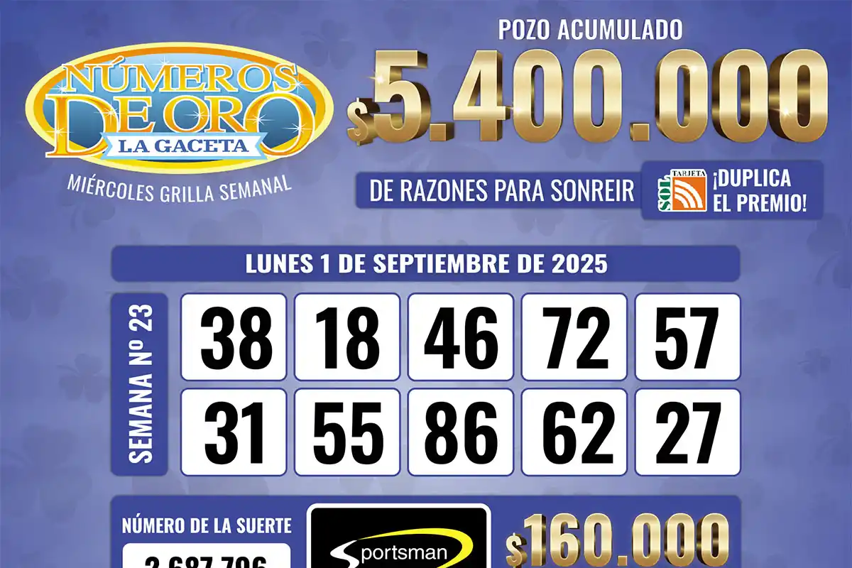 Los Números de Oro de LA GACETA 1 de septiembre de 2025