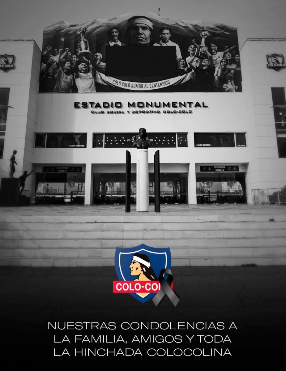 CONMOCIÓN. El mensaje que publicó Colo Colo tras la tragedia