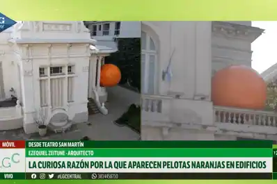 Pelotas naranjas en edificios históricos: la curiosa campaña que busca revalorizar el patrimonio tucumano
