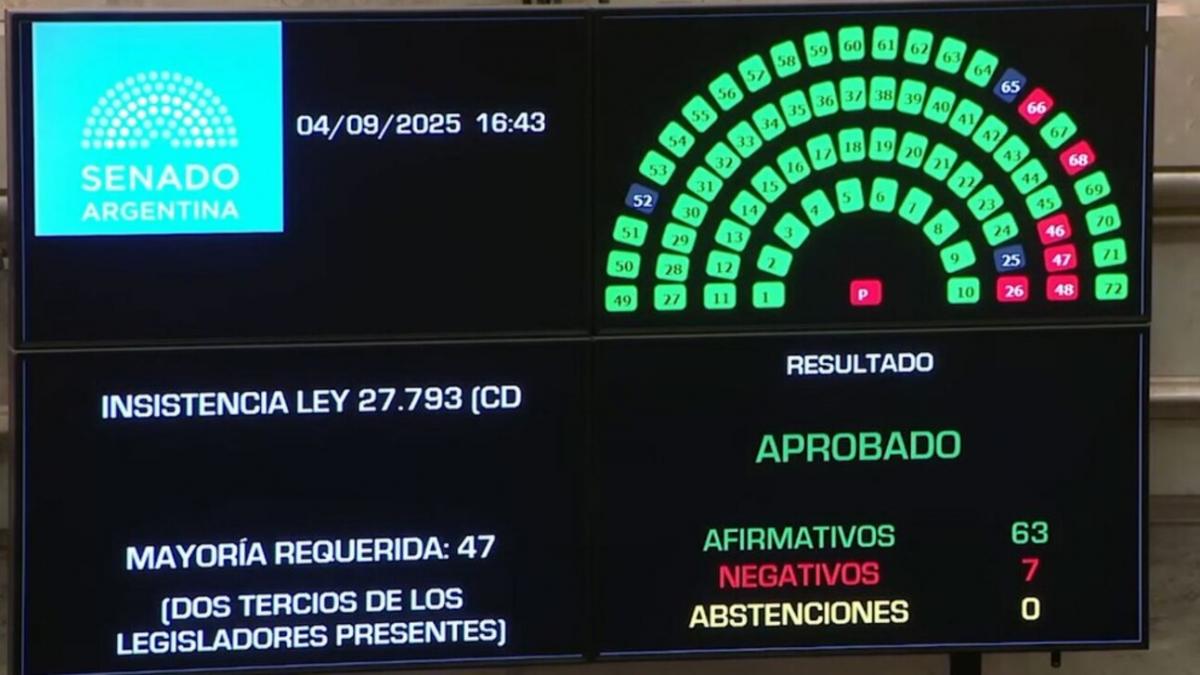El Senado rechazó el veto de Milei y reactivó la ley de emergencia en discapacidad