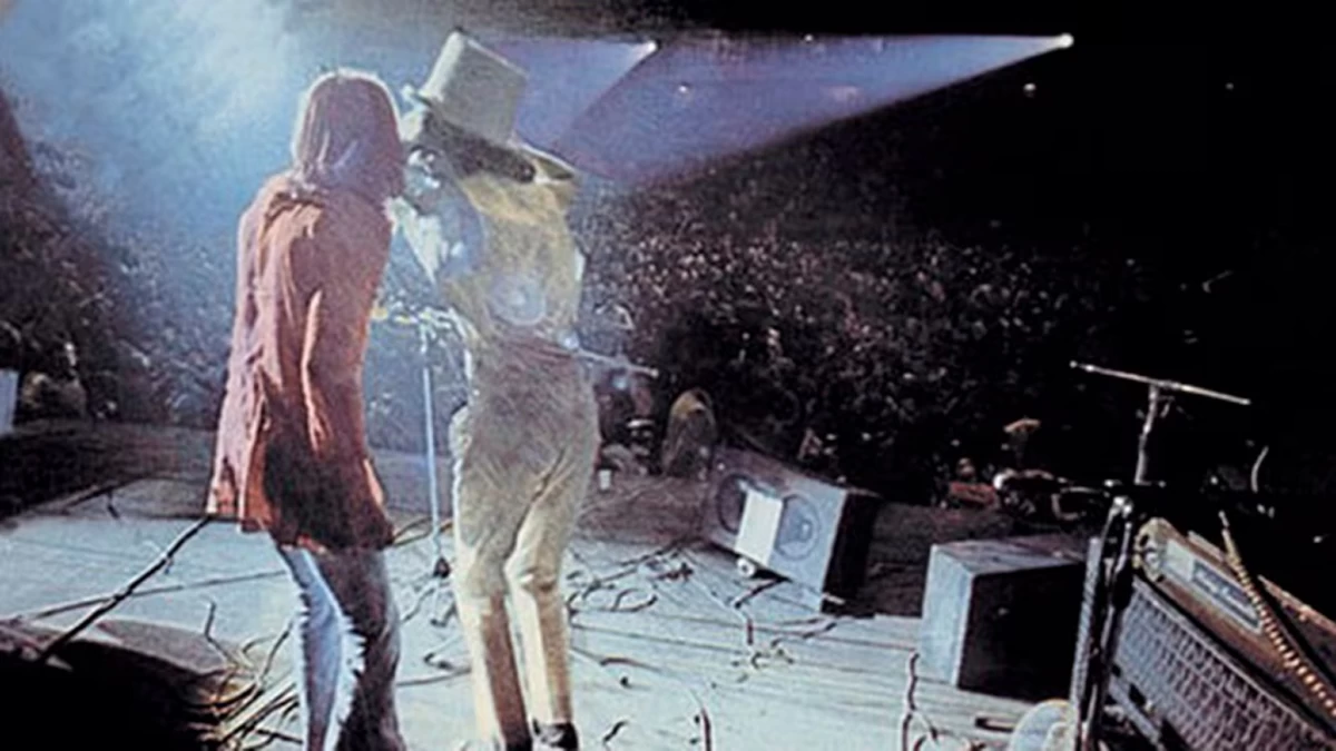 RECITAL. El histórico dúo en plena presentación, en esa noche en el Luna Park.