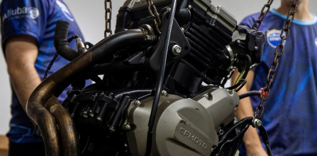 MODELO. Motor del monoplaza que diseñó el equipo FIUBA Team, de la UBA. 