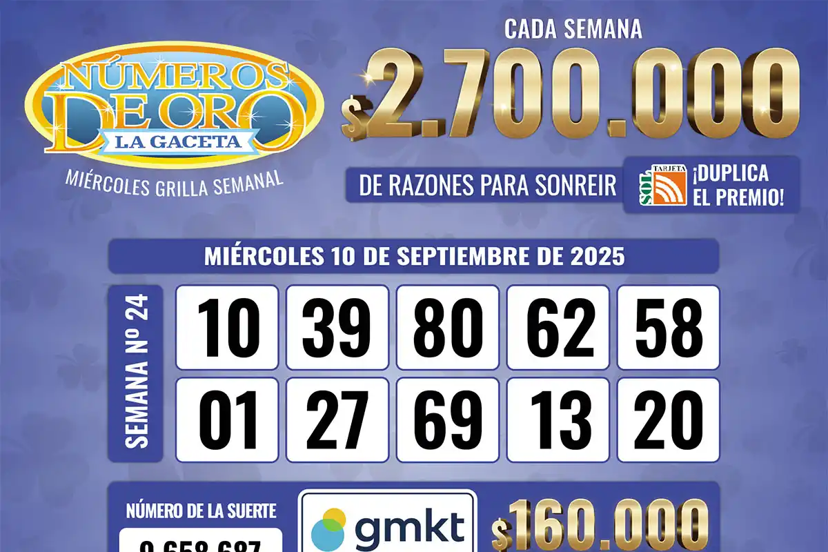 Los Números de Oro de LA GACETA del 10 de septiembre de 2025