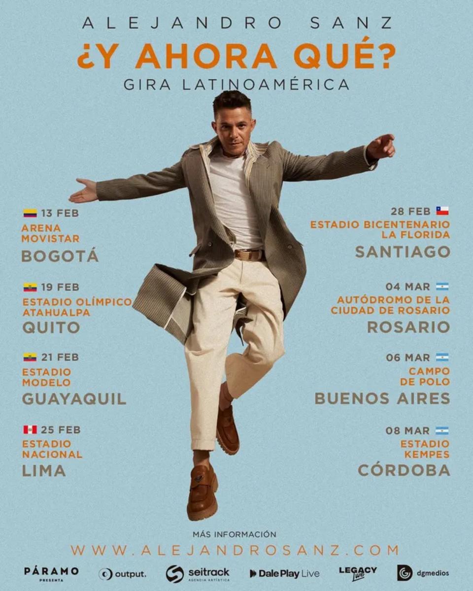 Alejandro Sanz confirmó su gira por Argentina en 2026: fechas y ciudades