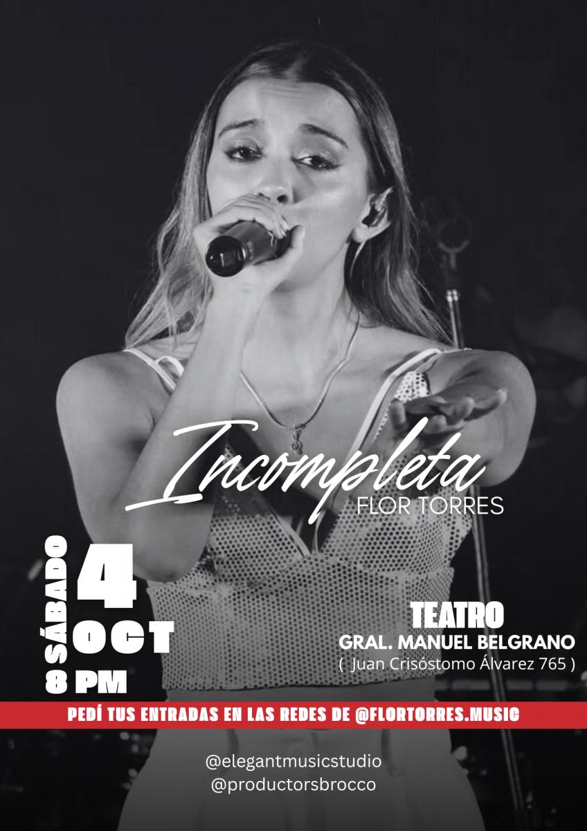 Los sueños se cumplen: Flor Torres presentará su nuevo álbum Incompleta