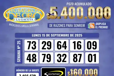 Los Números de Oro de LA GACETA del 15 de septiembre de 2025