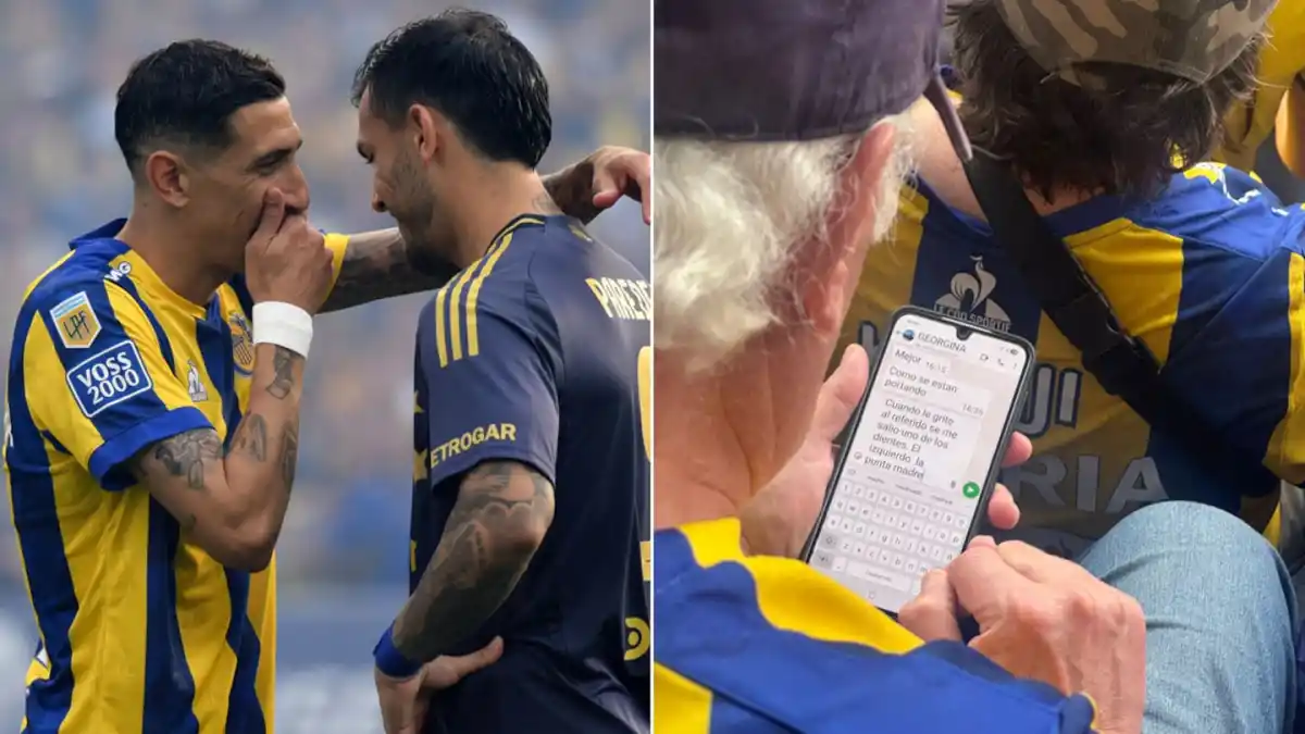 CURIOSO. Durante el partido, un hincha vivió una situación insólita mientras estaba en la tribuna. (Foto: Fotobaires - X/@barbatellicarc)