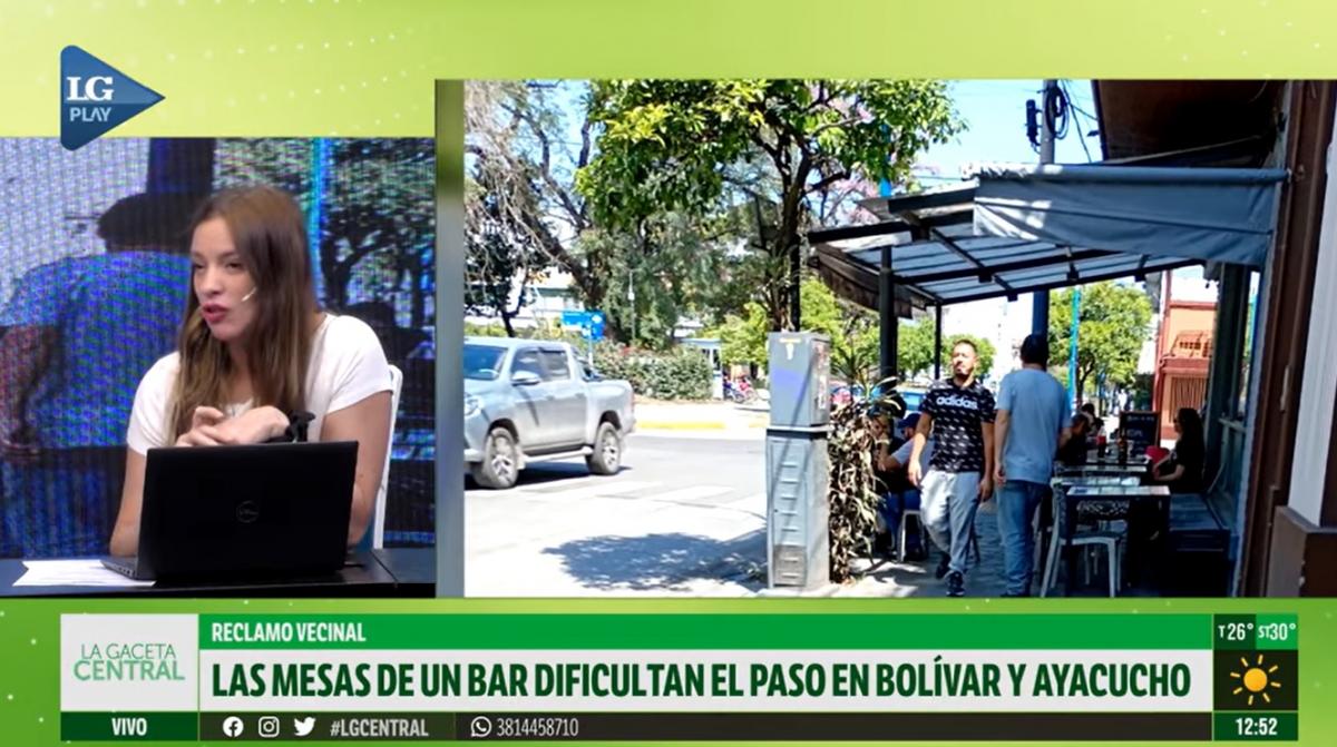En Barrio Sur, vecinos denuncian que mesas de un bar dificultan el paso peatonal en Bolívar y Ayacucho