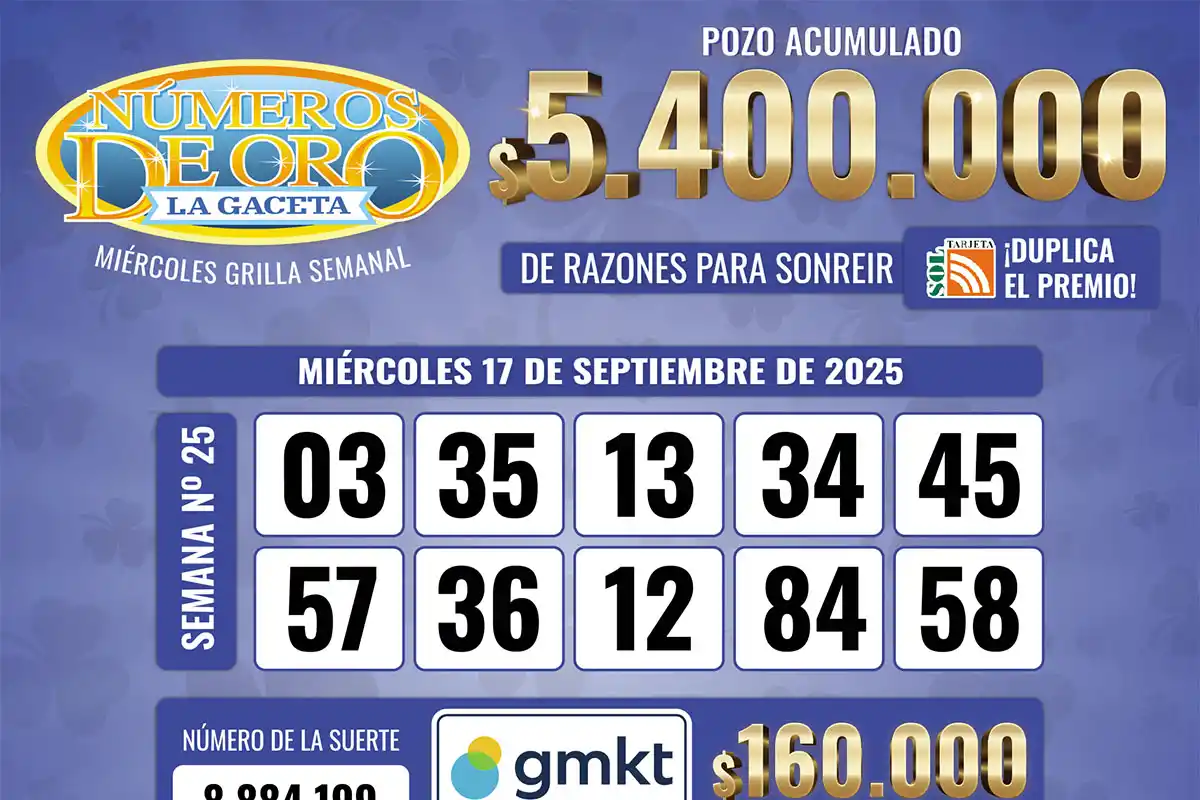Los Números de Oro de LA GACETA del 17 de septiembre de 2025