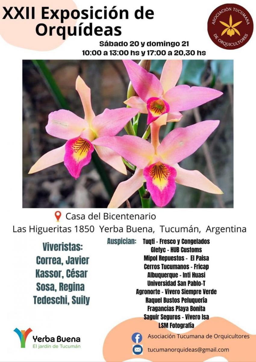 La 22ª Exposición de Orquídeas se llevará a cabo este fin de semana en Yerba Buena